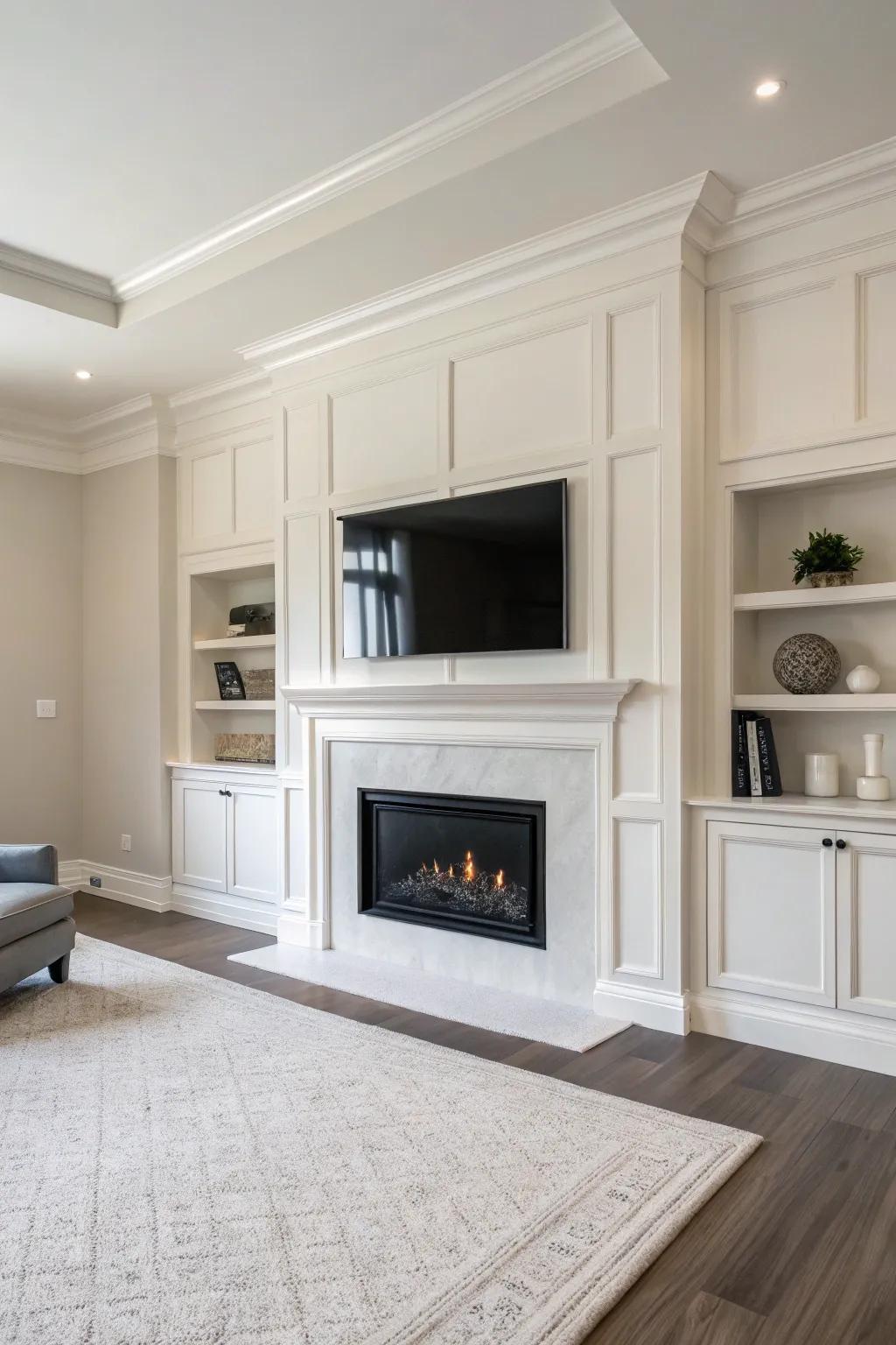A minimalist fireplace wall radiating sophistication and simplicity.