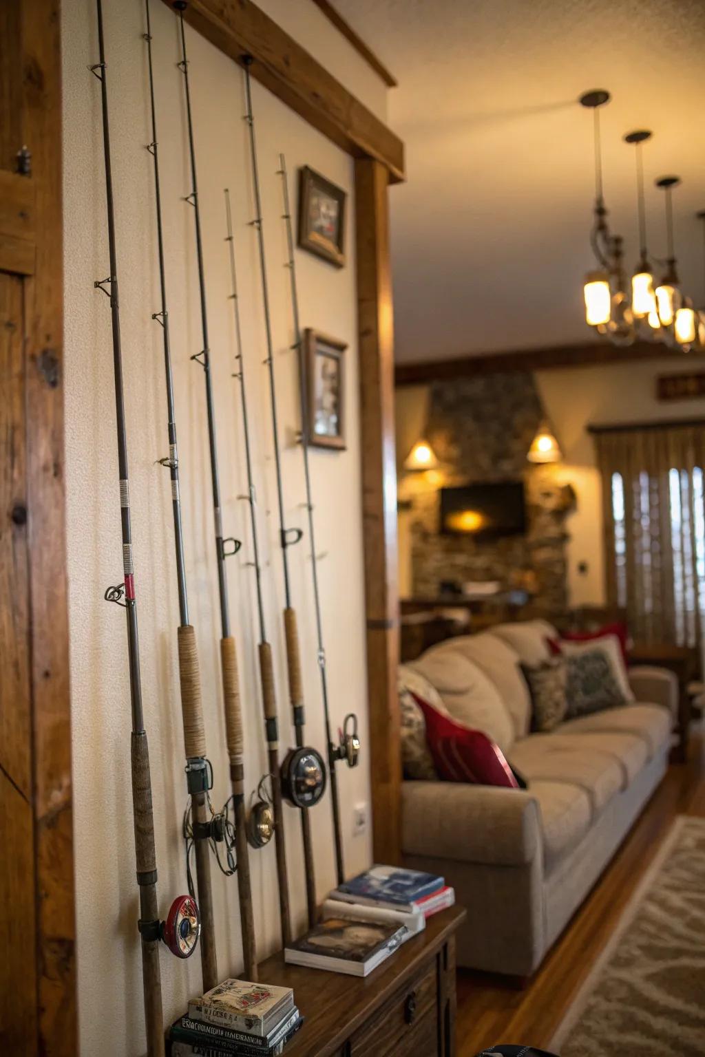Antique poles can transform an ordinary wall into an eye-catching attraction.
