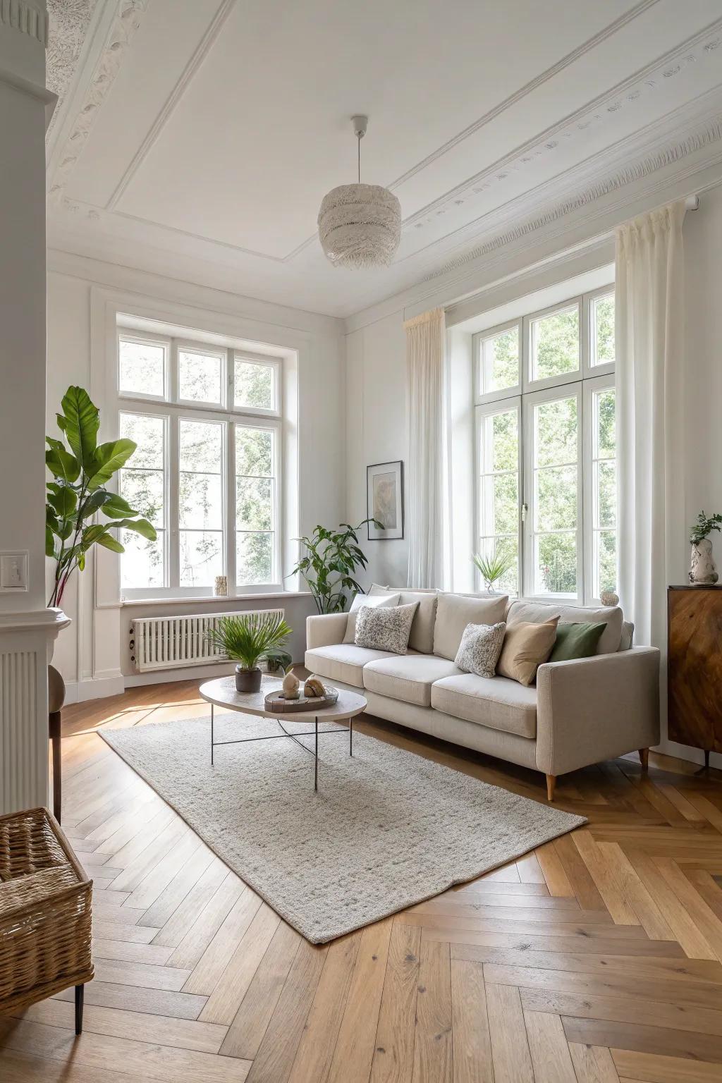 Using natural wood floors brings a sense of warmth and sophistication to any room.