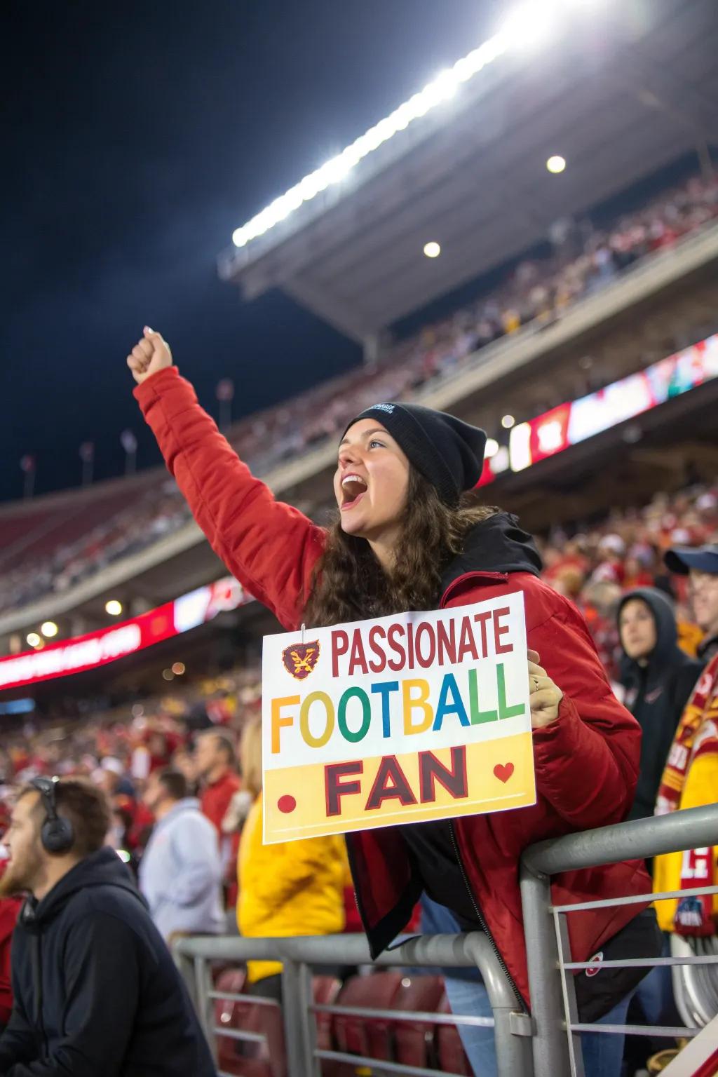 A fan brings smiles to the game with a clever sign.