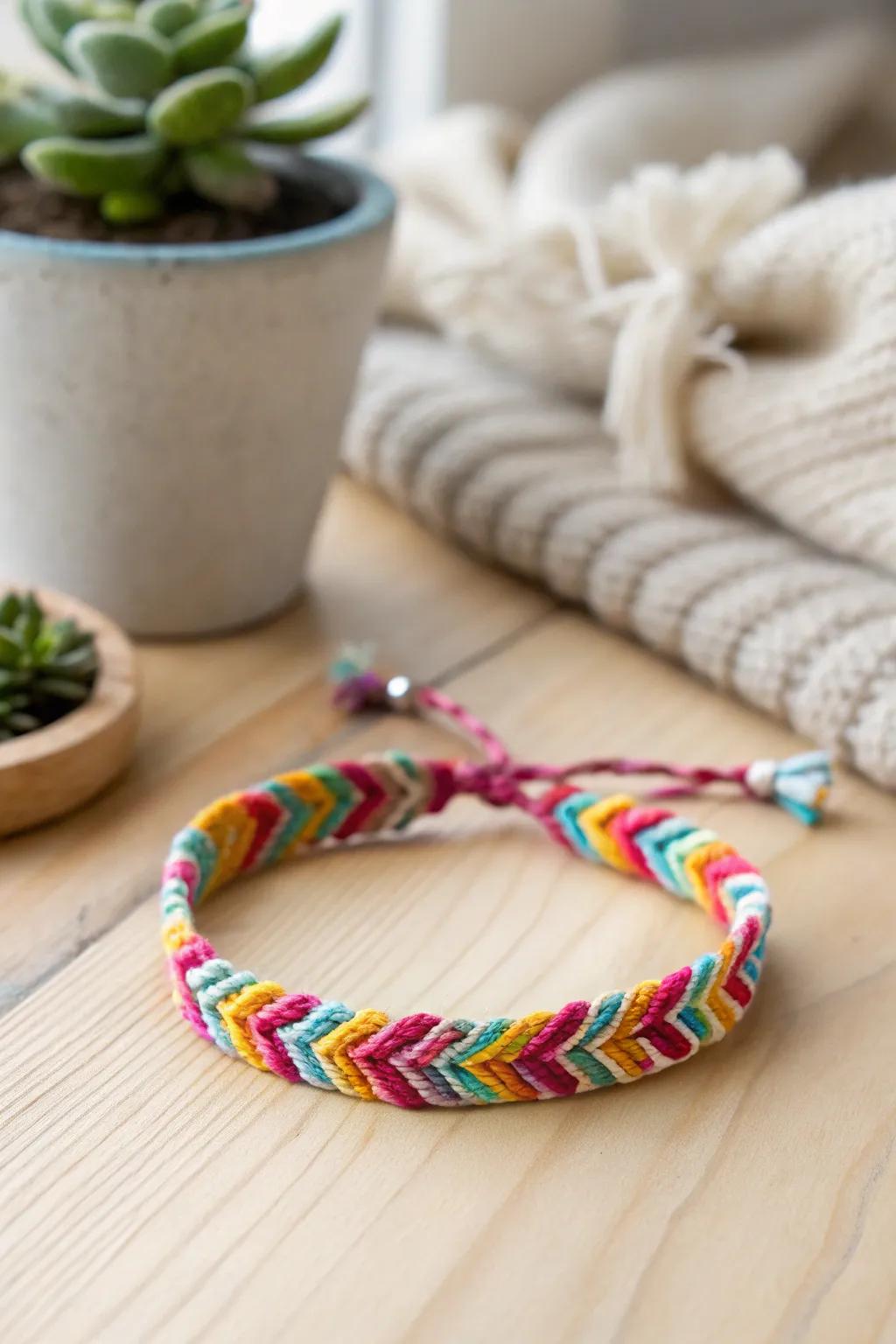 Savor the artistry of the classic Timeless Twist friendship band, where vivid hues meet understated grace.
