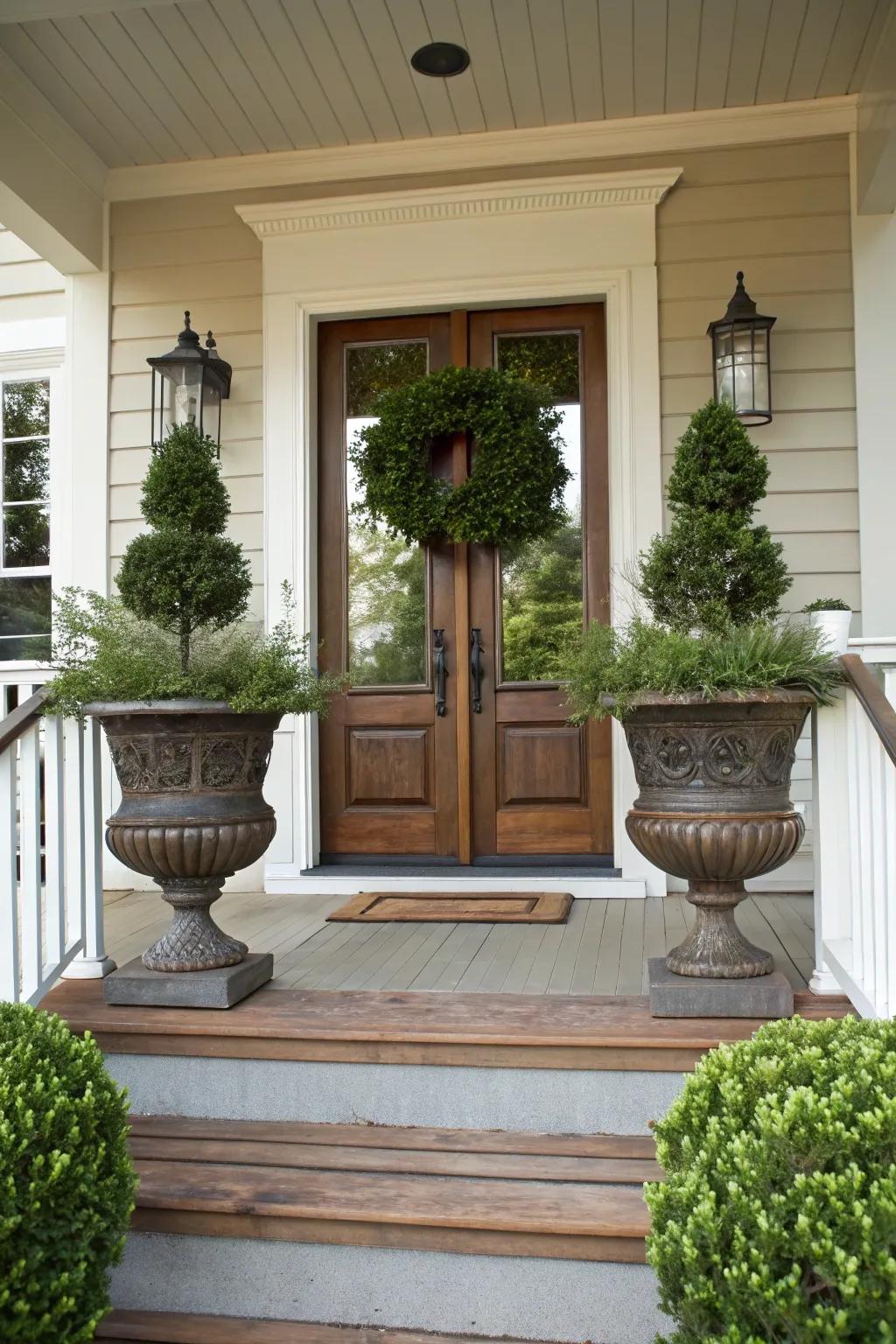 Symmetry is crucial for a traditional and graceful entrance.
