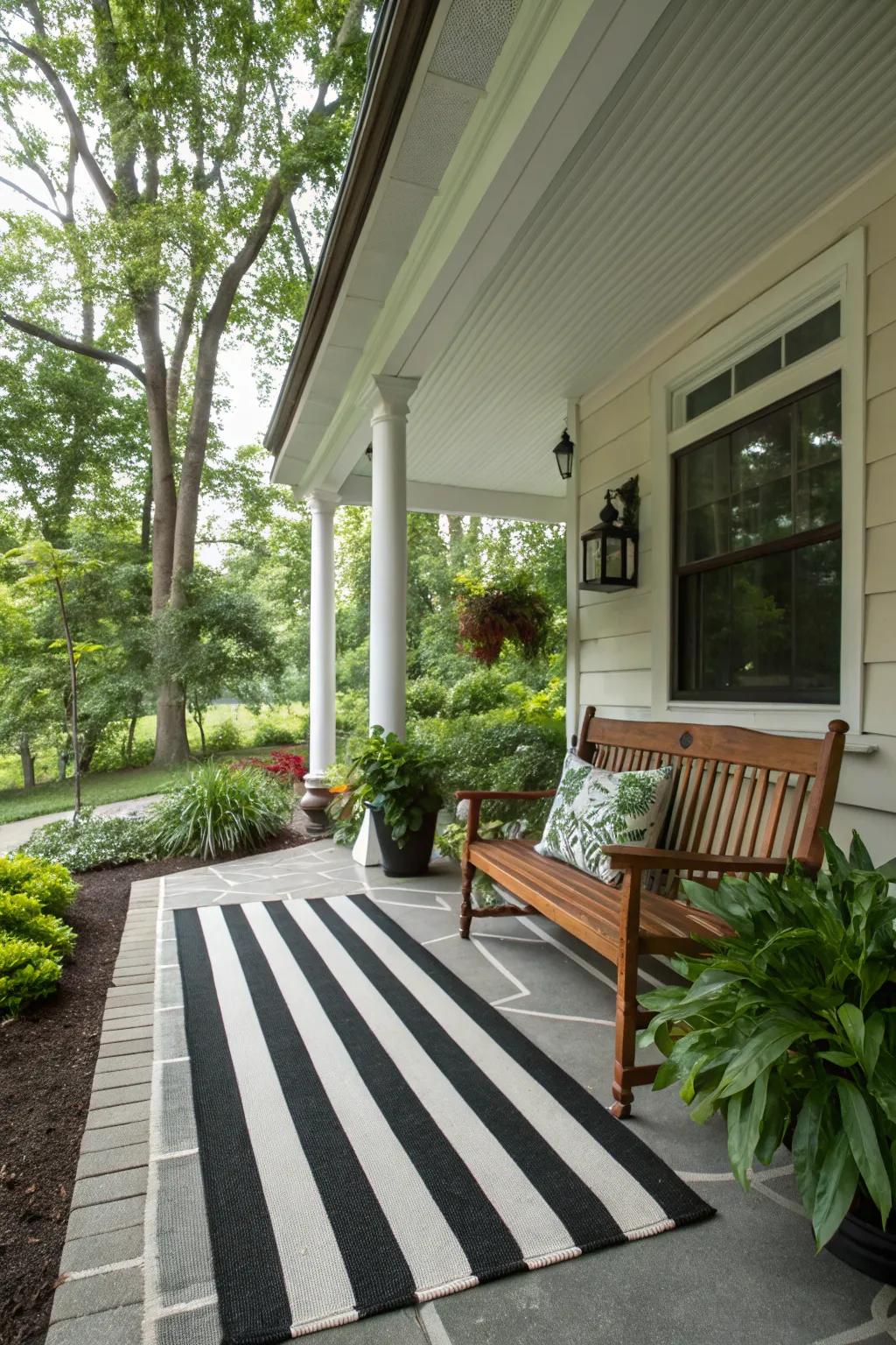 Bold bands provide a modern aesthetic to any porch space.