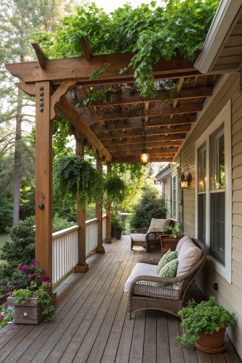 A stylish pergola creating welcoming sun protection.