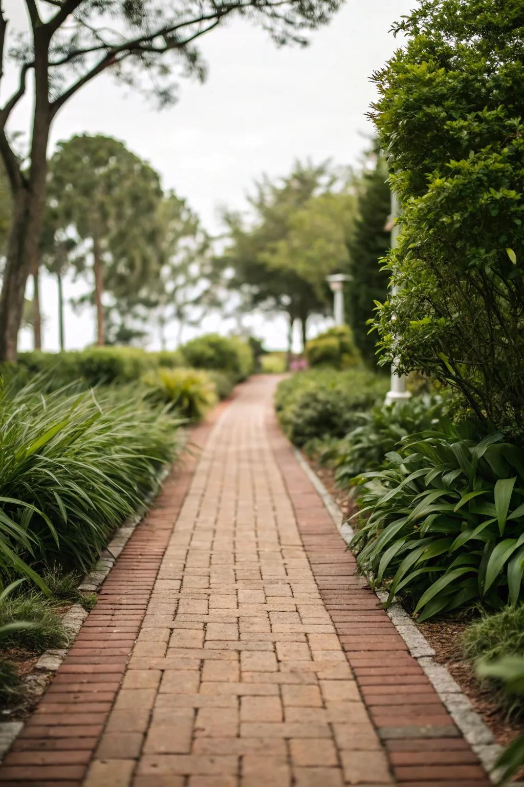 A classic brick path exudes a timeless allure, adding character to your home.