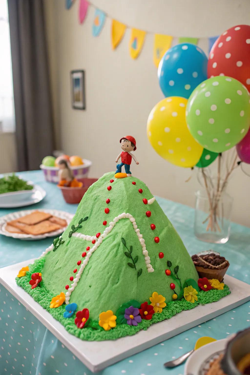 A lighthearted take on turning 50, this hilltop cake is guaranteed to bring smiles!