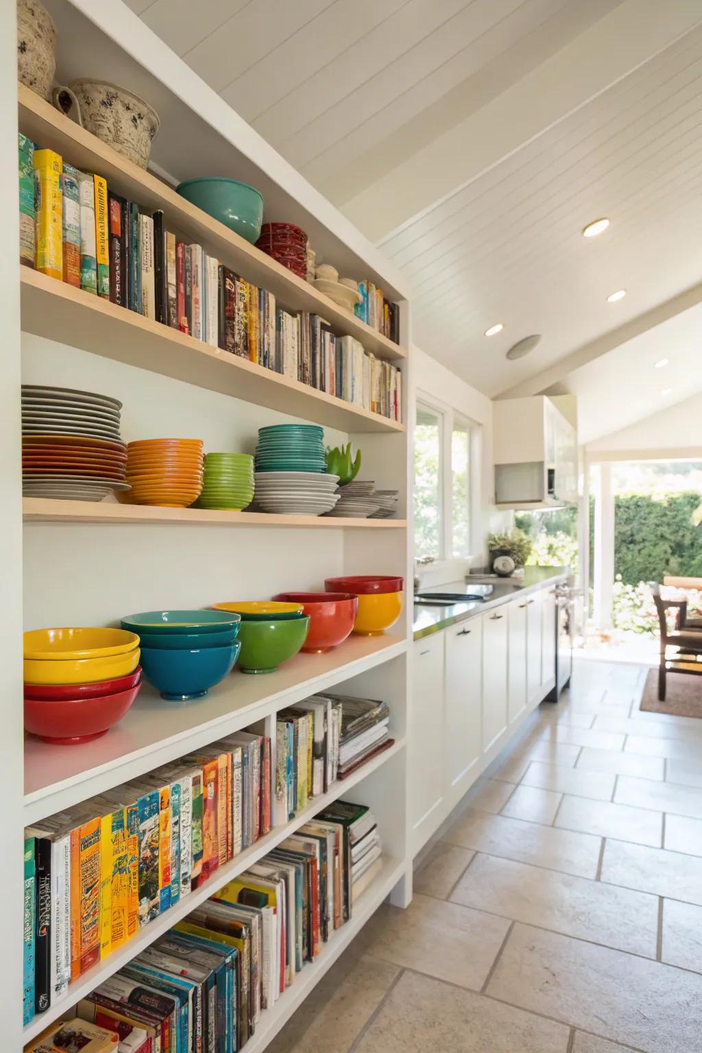 Open shelves that enhance charm alongside functionality.