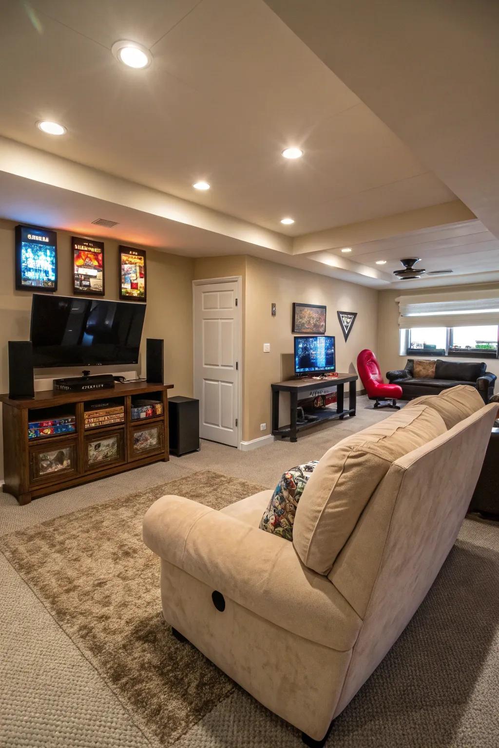 An opulent relaxing seat inviting you to relax in your gaming area.