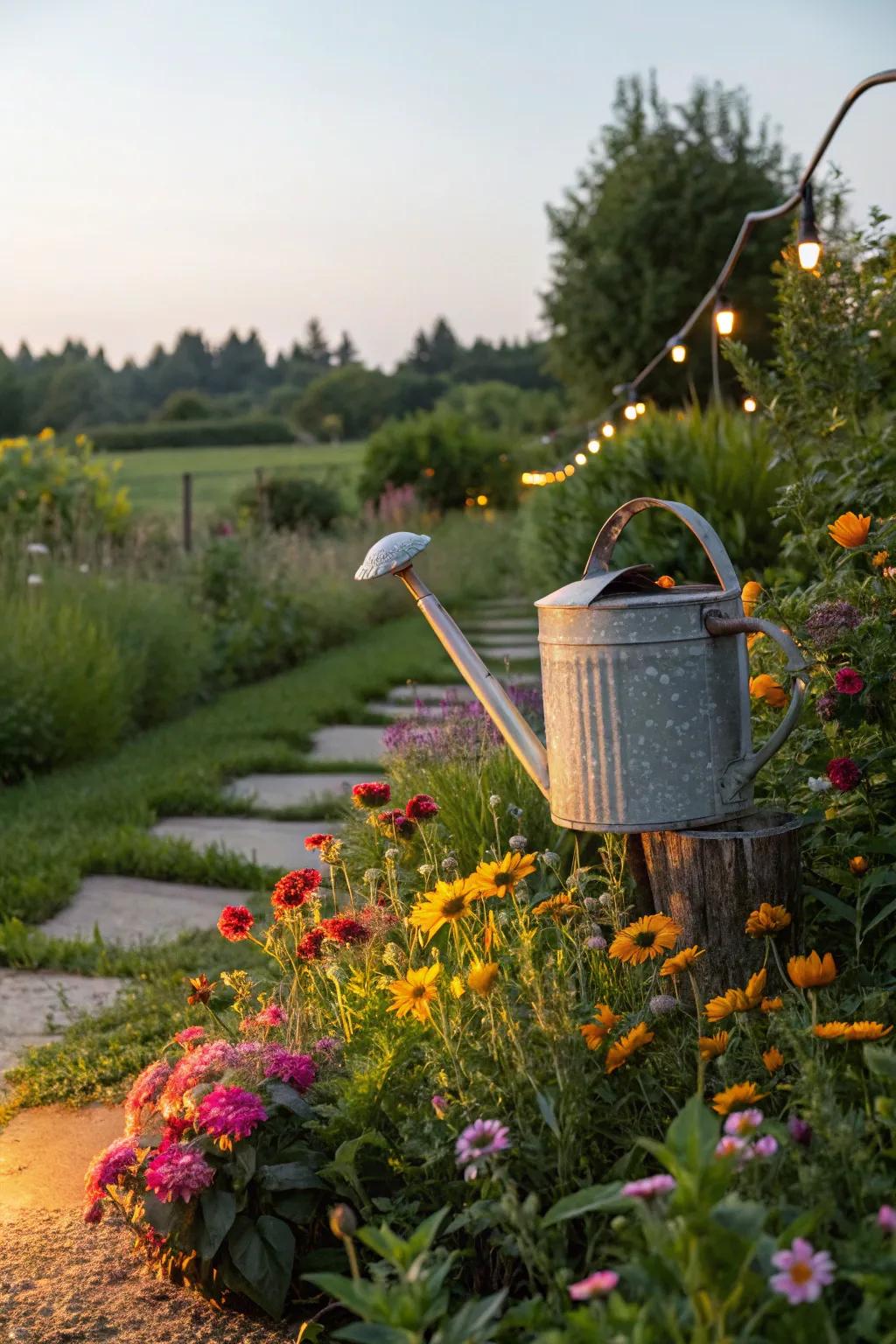 Craft a spellbinding garden tableau with a whimsical spout luminary.