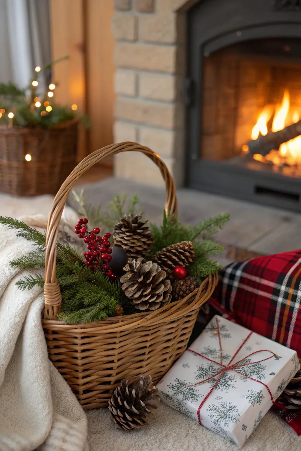 A winter-inspired gift basket, perfect for spreading holiday cheer.
