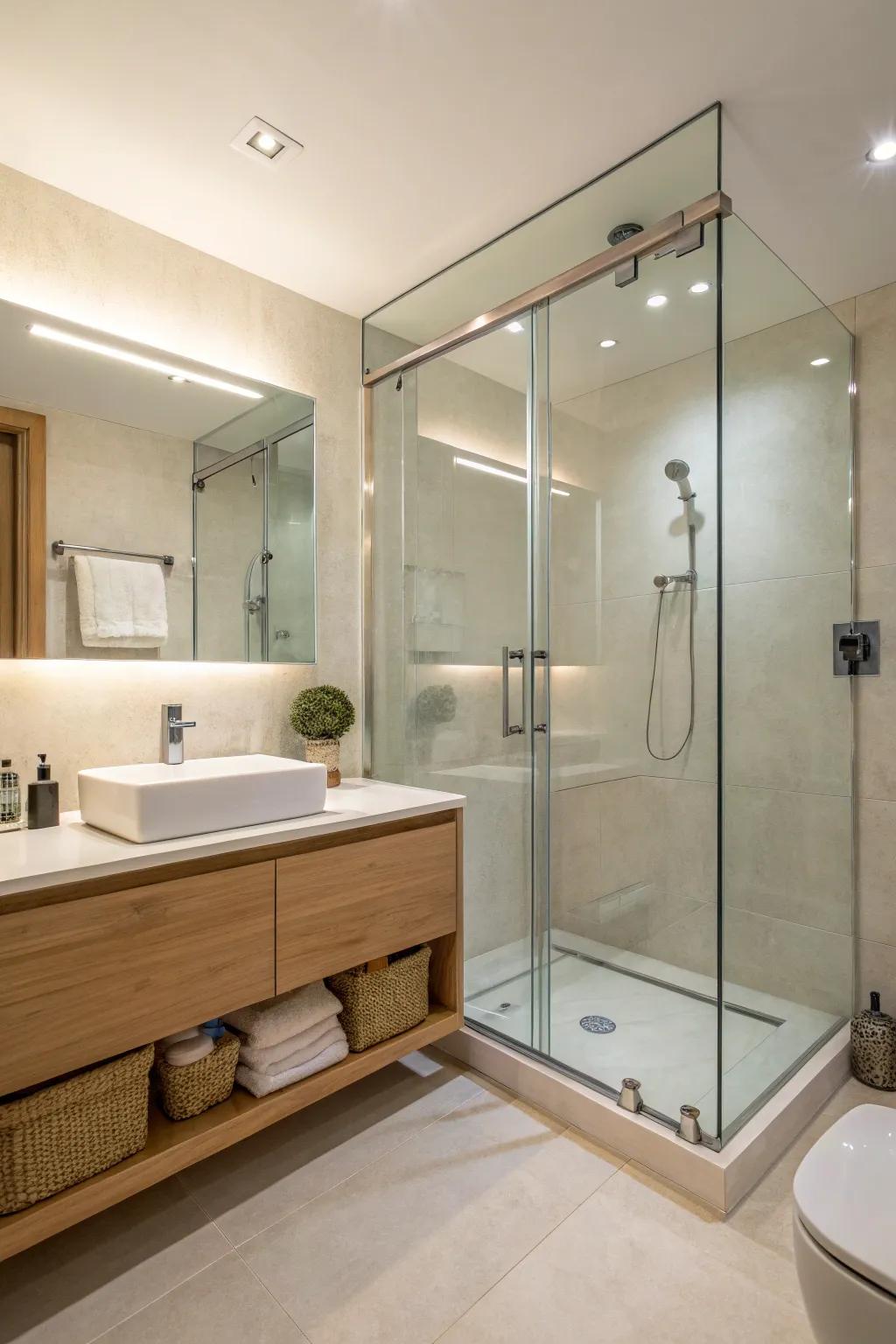 Achieve a fluid design with frameless glass.