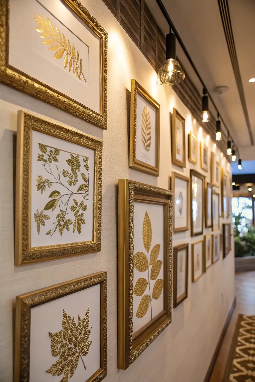Bring elegance to your gallery wall with gold leaf frames.