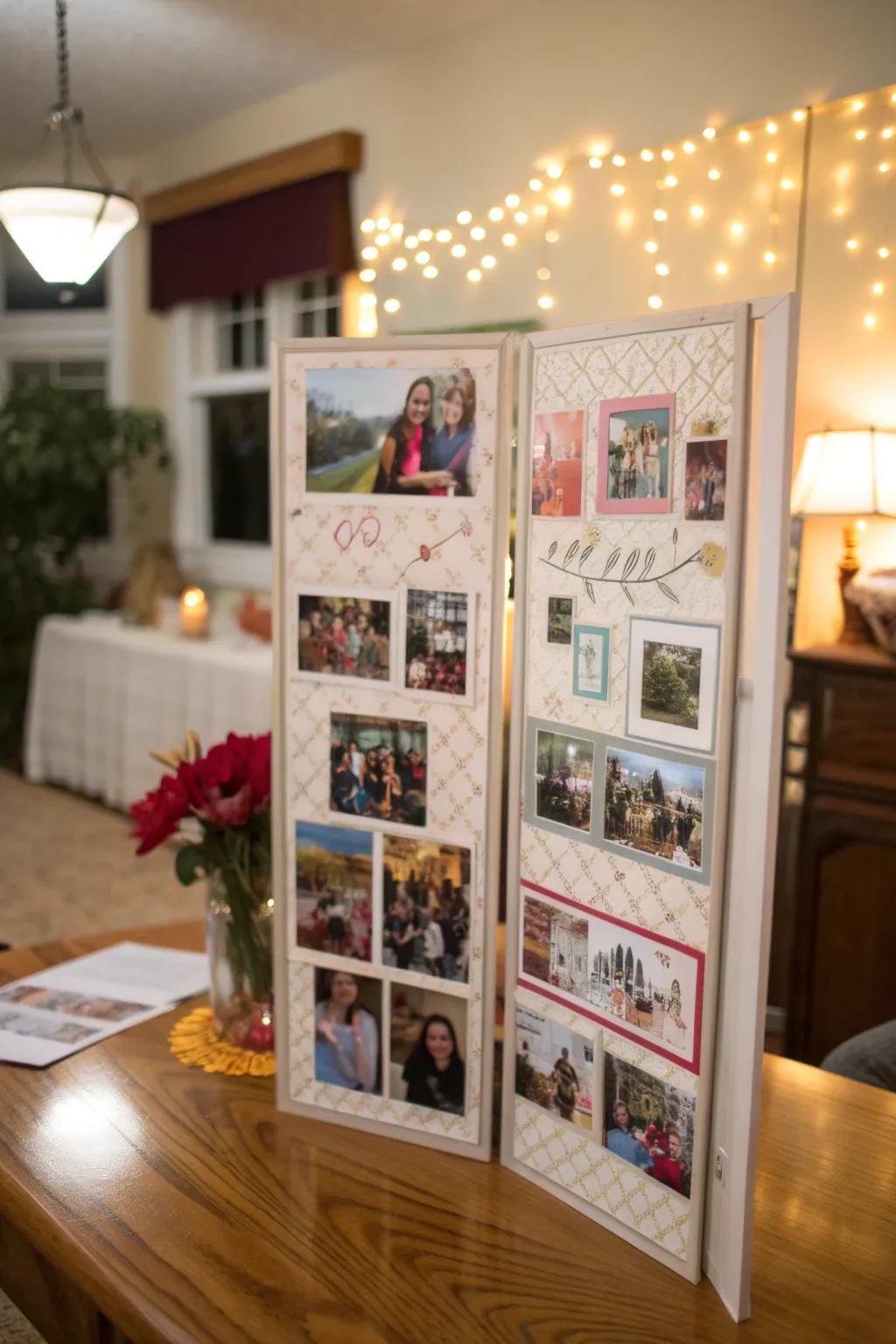 A multi-panel board offers plentiful space to exhibit cherished graduation memories.