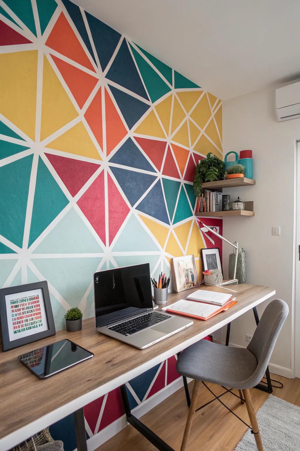 A vibrant mural injects a burst of creativity into any designer's space.