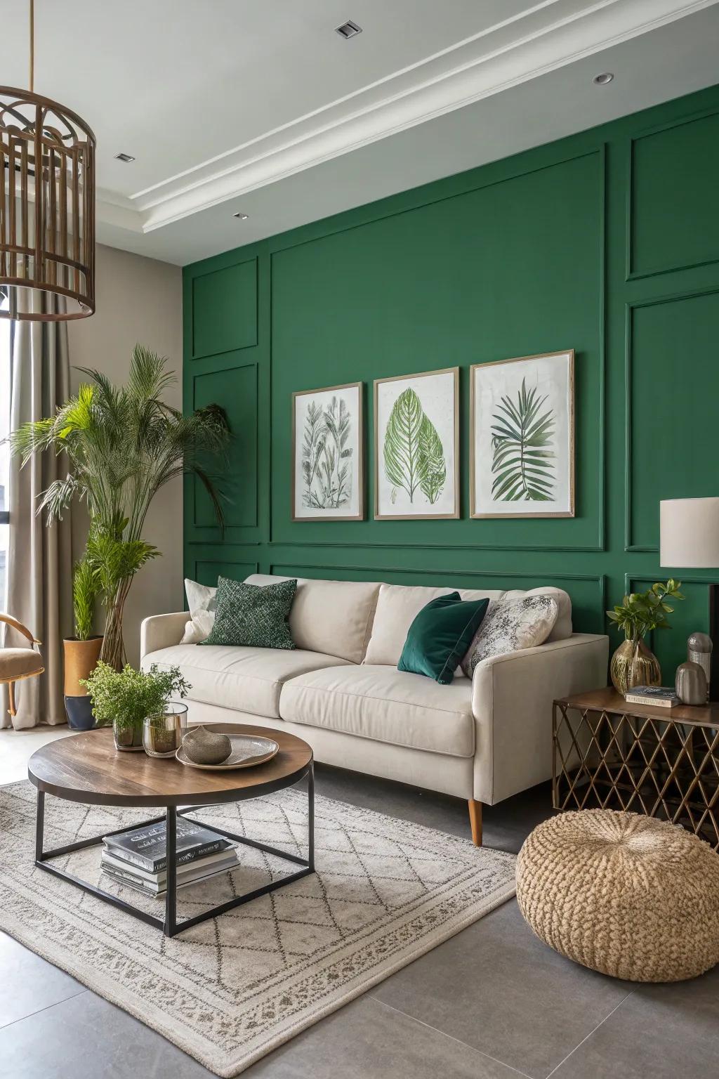 An eye-catching green focus wall can completely revolutionize a room into a lively area.