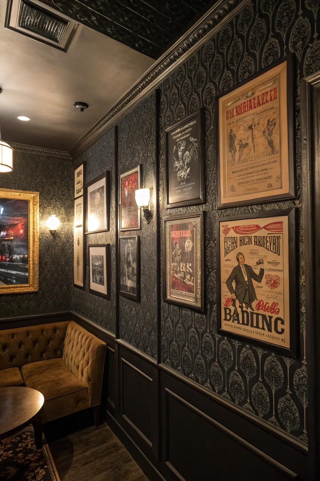 Deep-toned walls provide the ideal foundation for your grunge-inspired design.