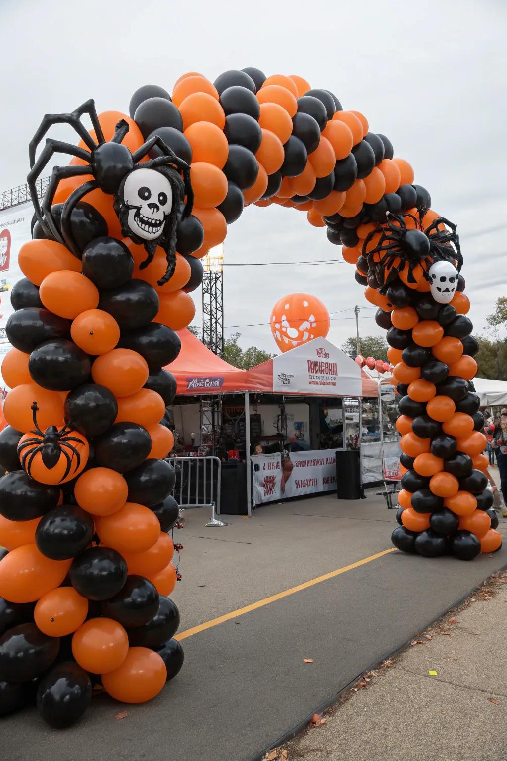 Welcome guests with a chilling balloon arch that establishes the perfect Halloween environment.