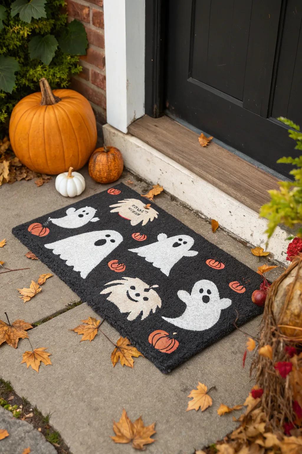 Delightful spectral figures make for a friendly Halloween greeting.