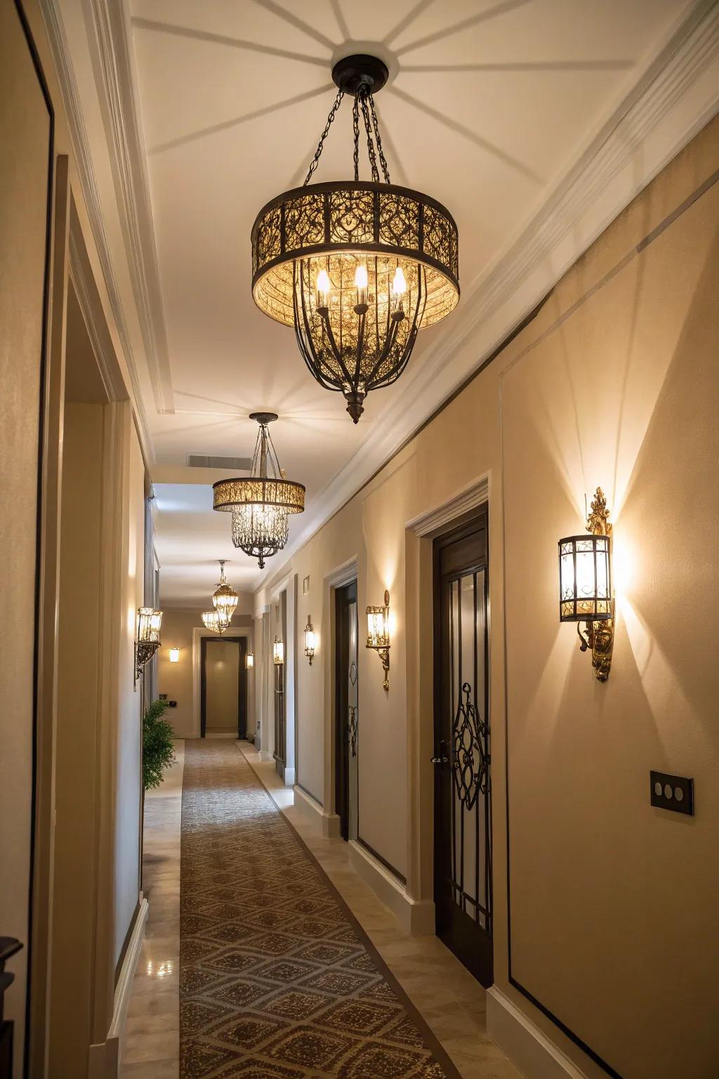 Thoughtful lighting adds warmth and dimension to any hallway.
