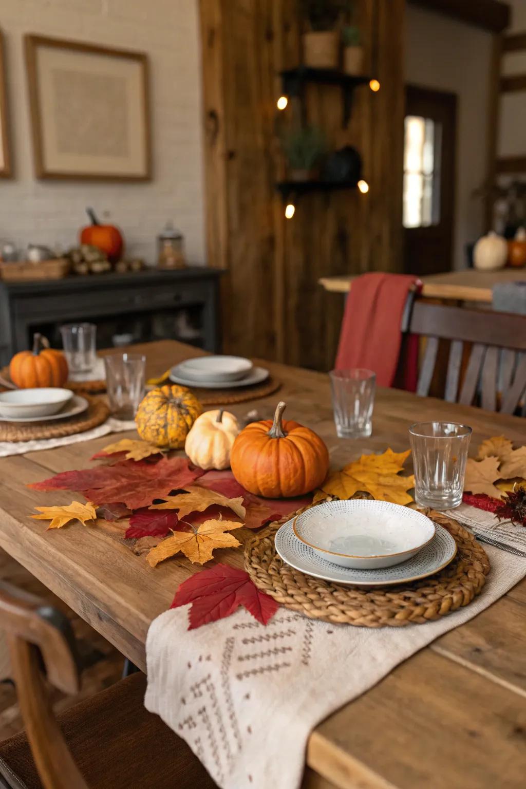 A down-to-earth table setting, ideal for a harvest supper.