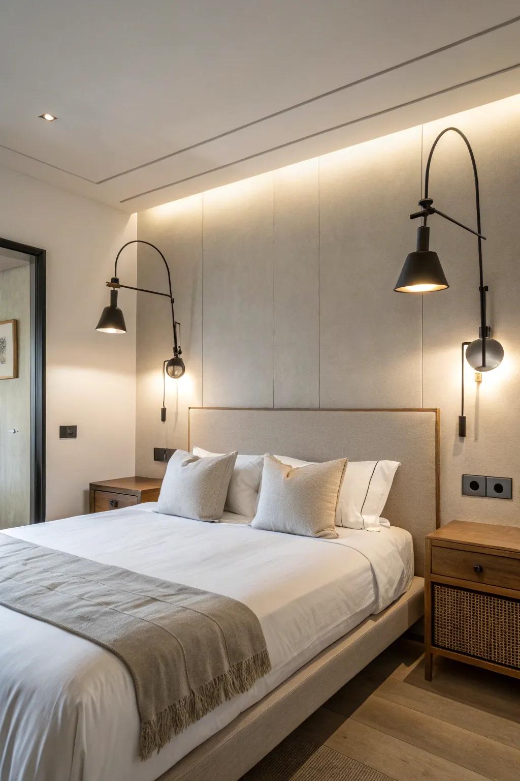 Wall-mounted reading lamps present a space-efficient and polished option.