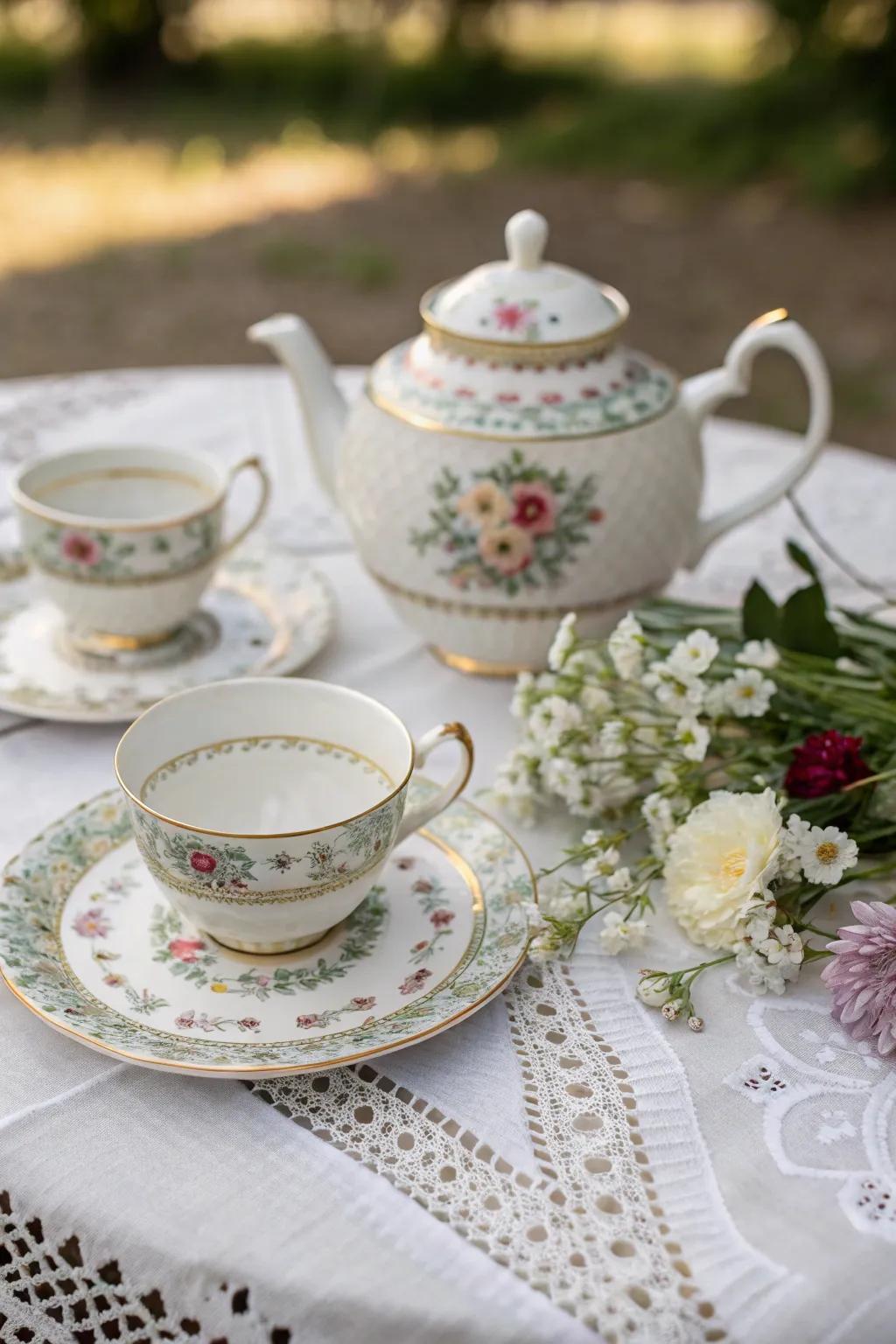 A vintage tea service, ideal for treasured afternoon moments.