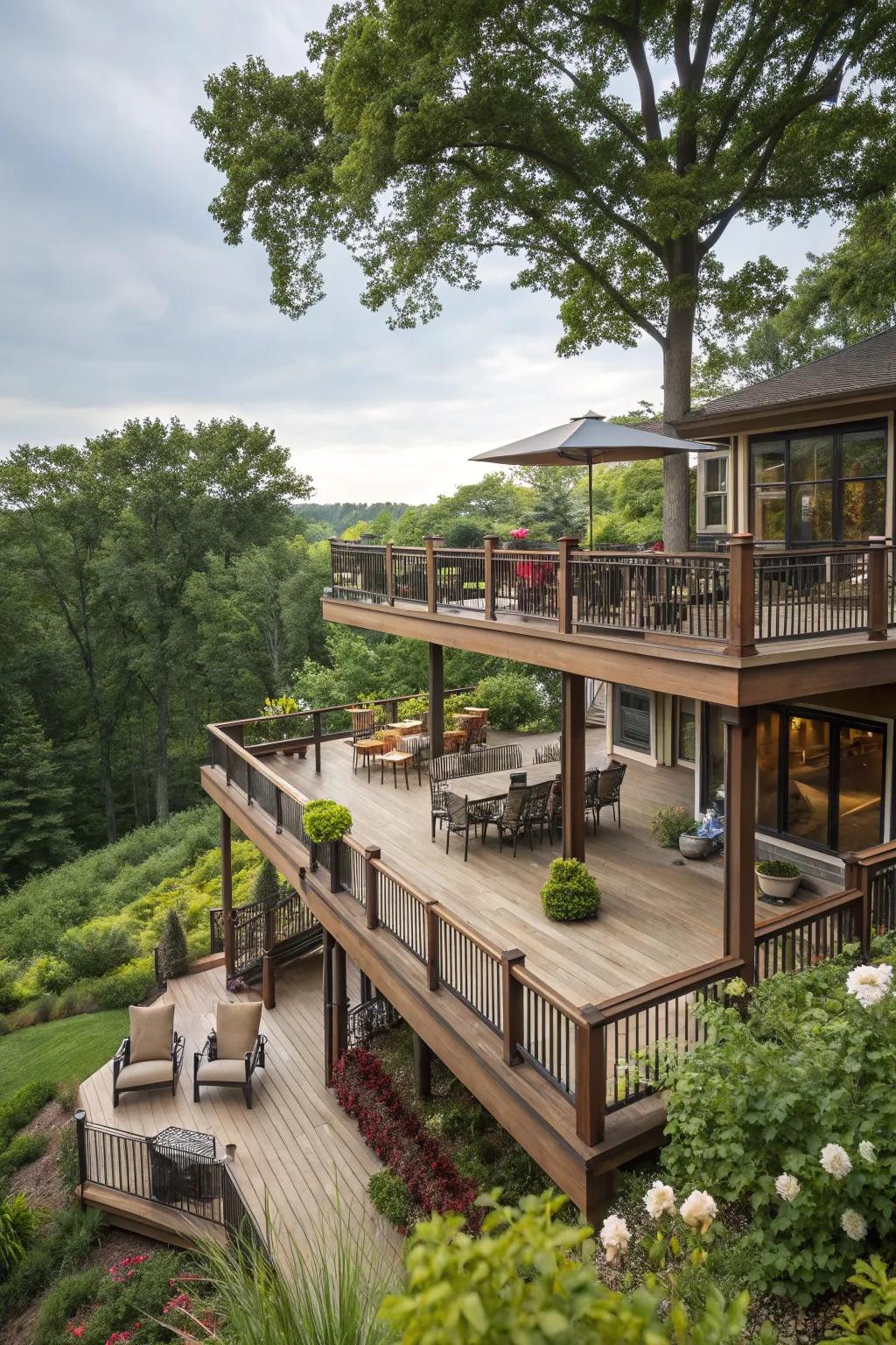A tiered deck perfectly suited for versatile outdoor living.
