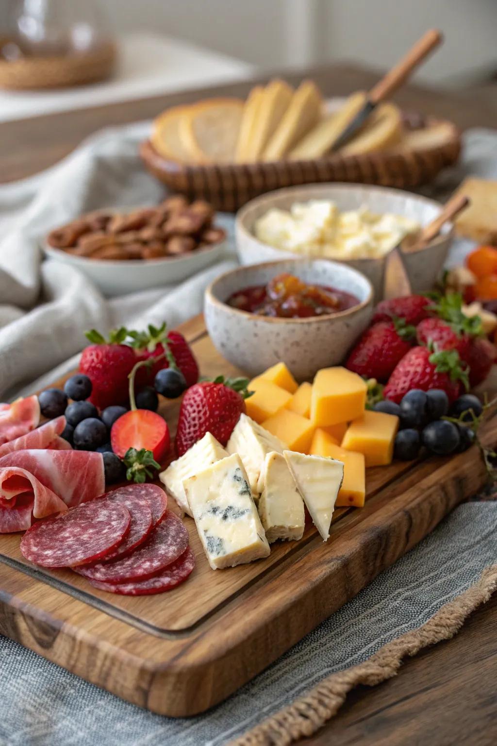 An inviting snack display, ideal for a housewarming celebration