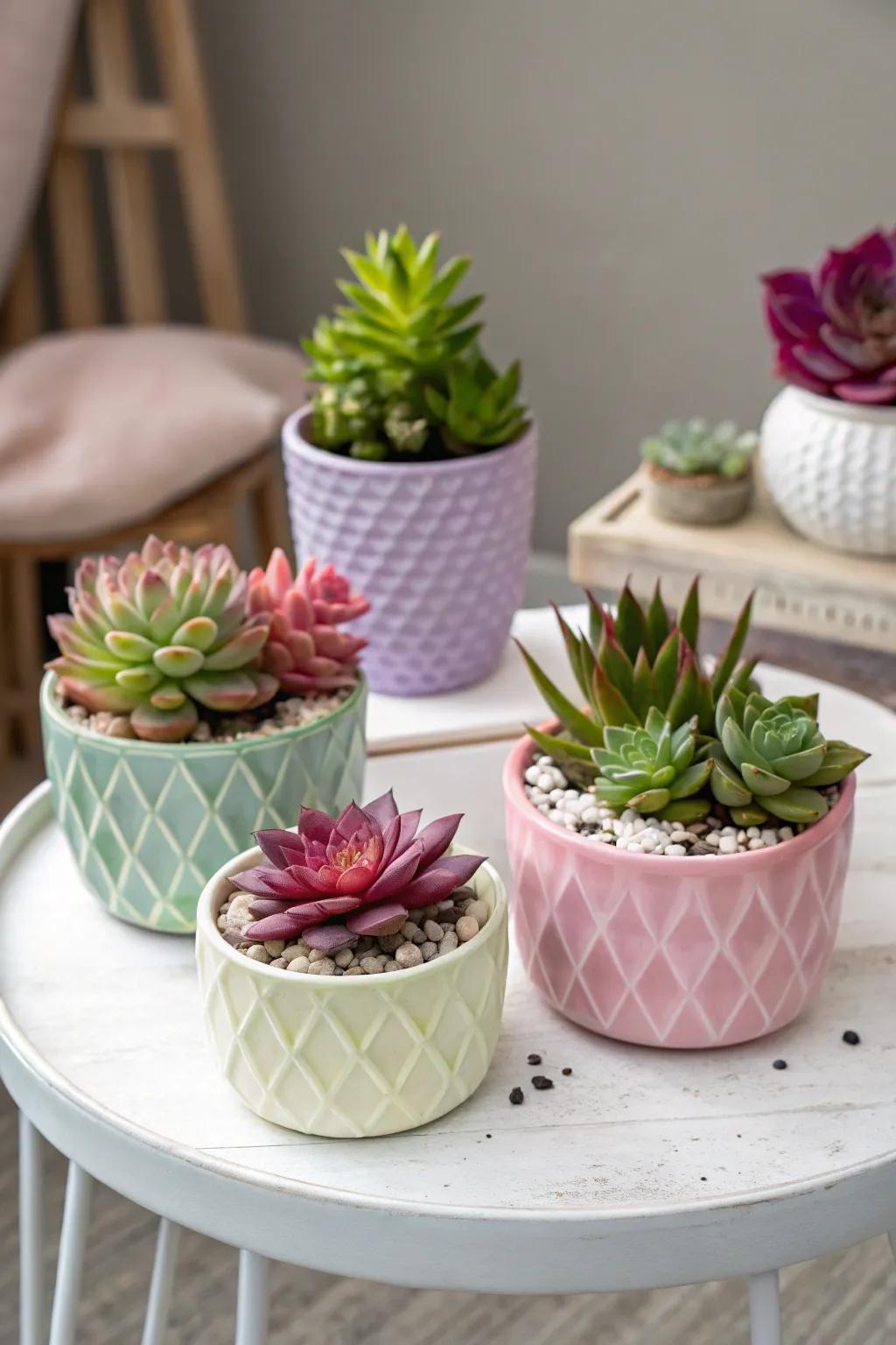 A spectrum of vibrant rosettes adding charm to any corner.