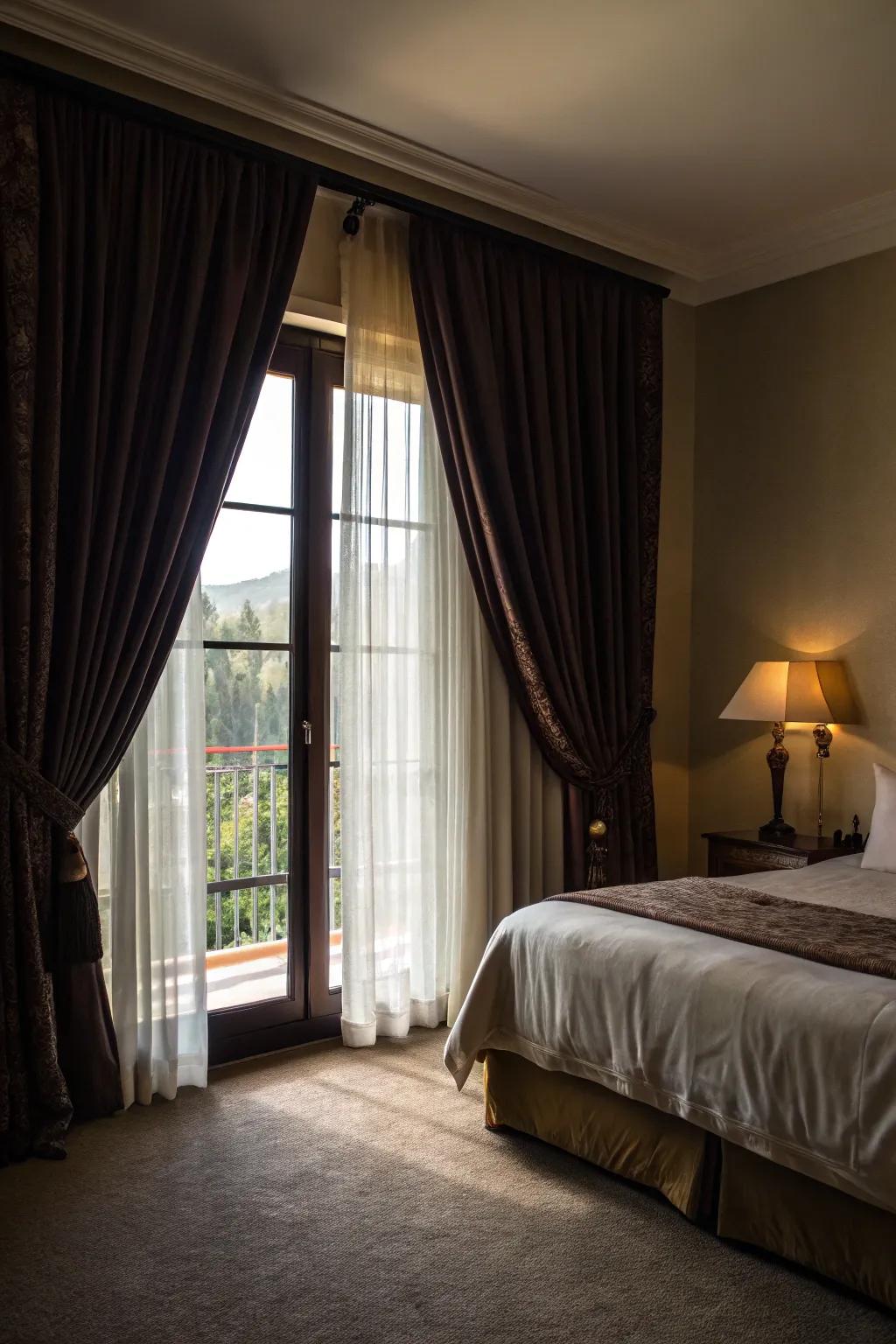 Total eclipse curtains combine aesthetics with practicality, assuring a dimly lit and restful setting.