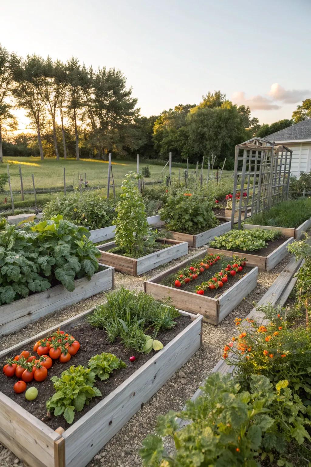 Elevated gardens infuse both structure and allure into your vegetable cultivation.