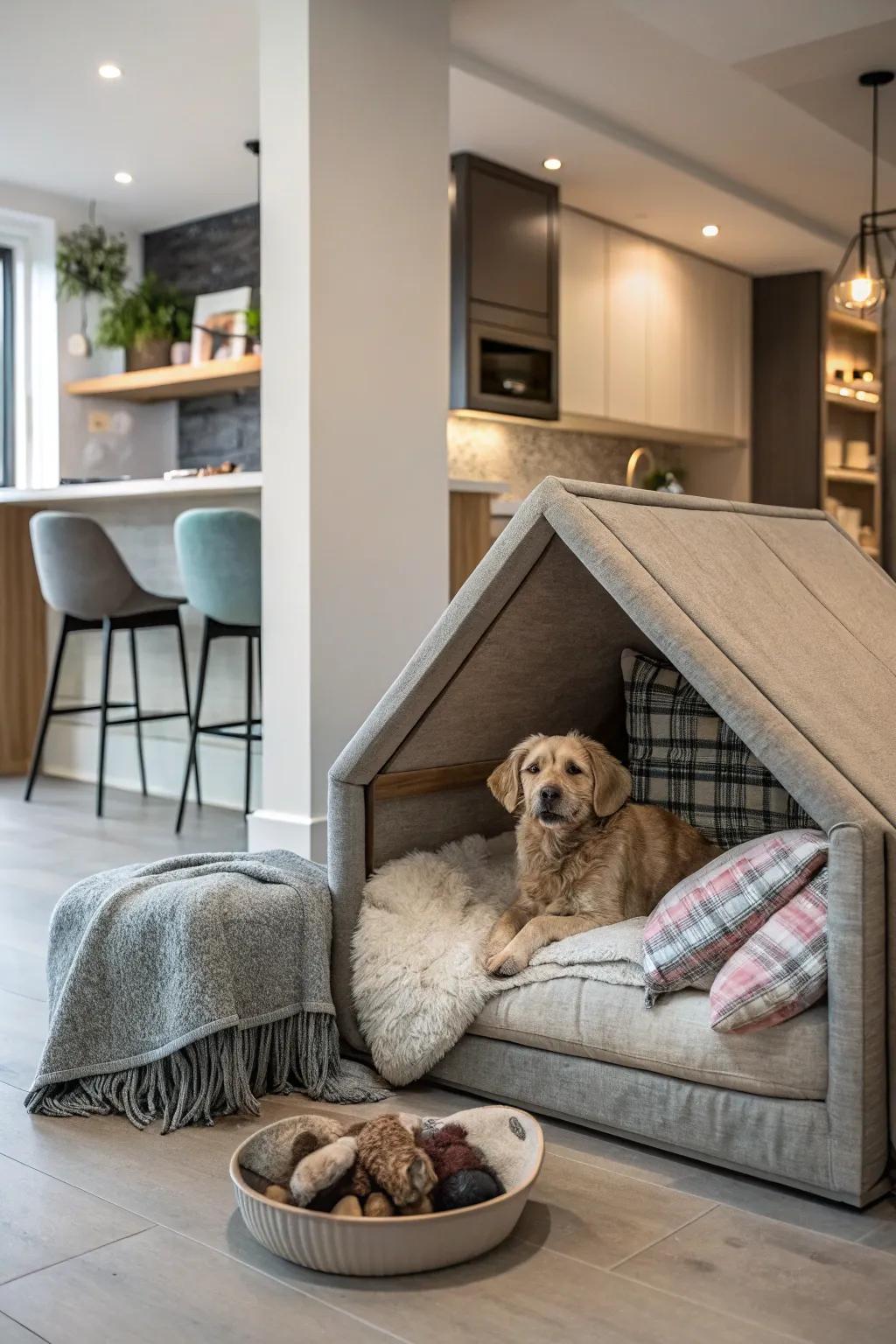 A luxurious dog bed nook designed for ultimate relaxation.