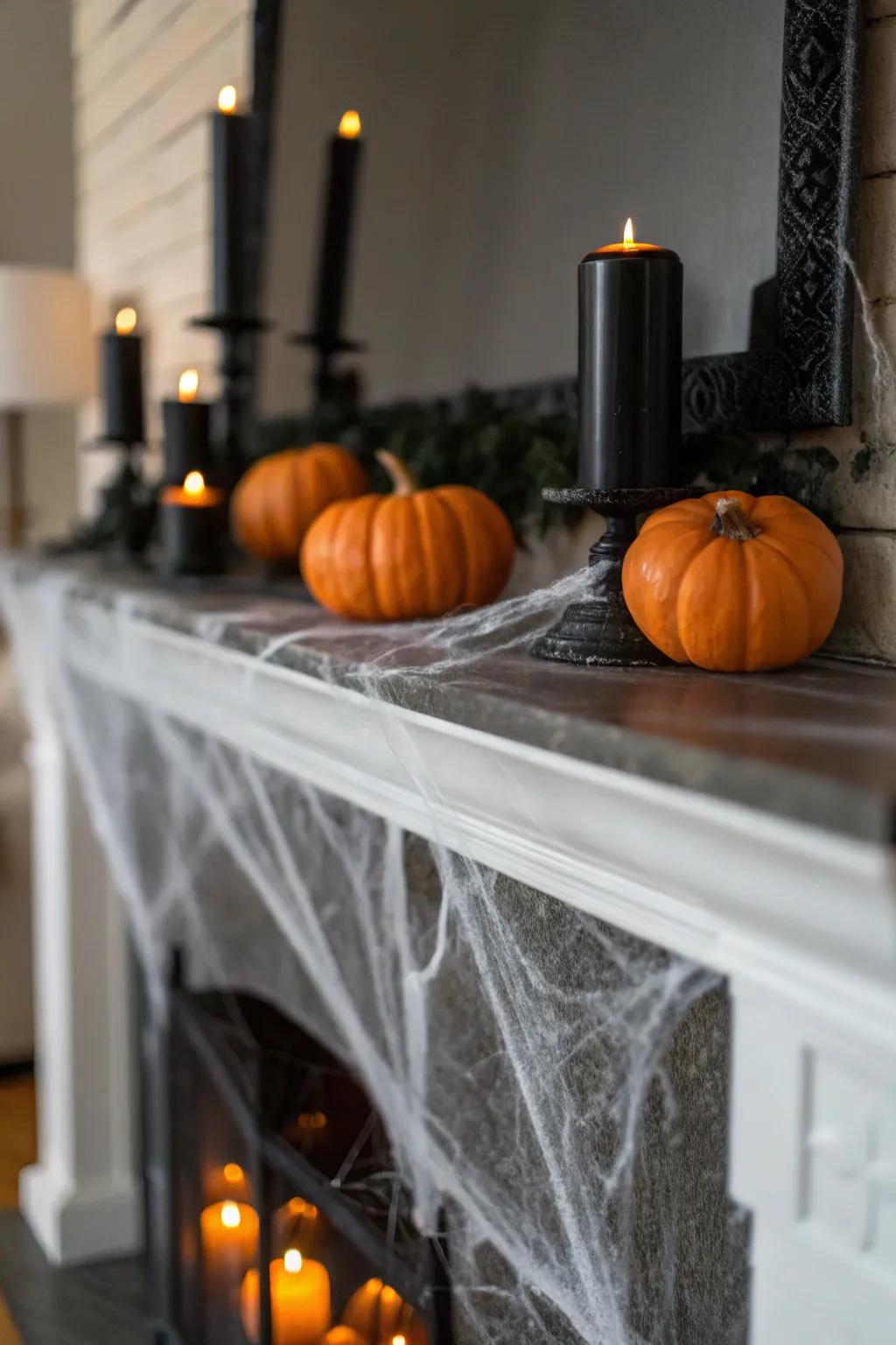 An eerie mantel transformation ideal for Halloween.
