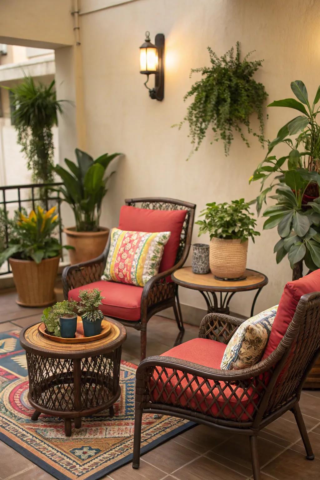 An inviting seating nook encourages relaxation and conversation.