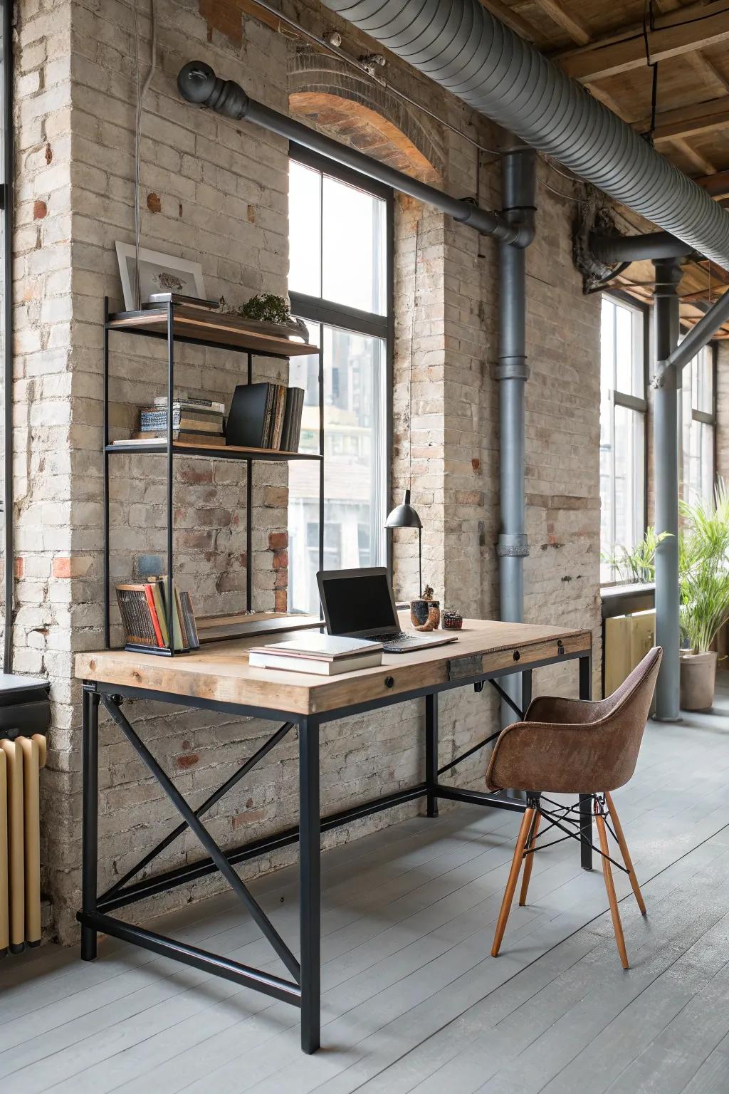 The quintessential fusion of natural wood and metal for that authentic industrial vibe.