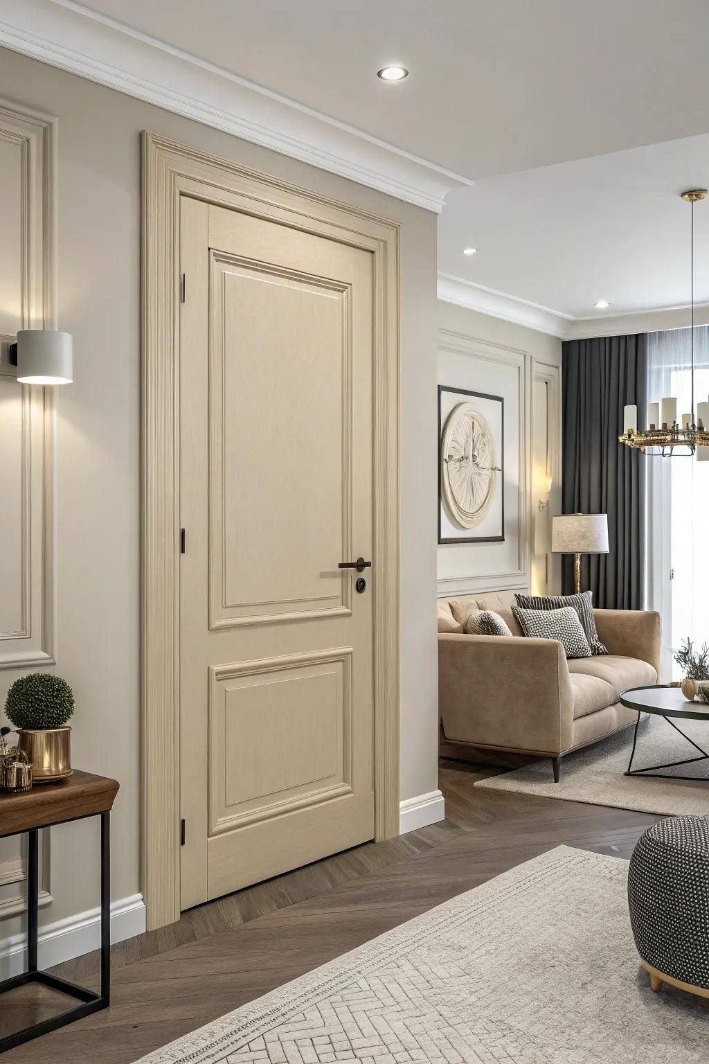 A door in a neutral tone, radiating timeless charm.