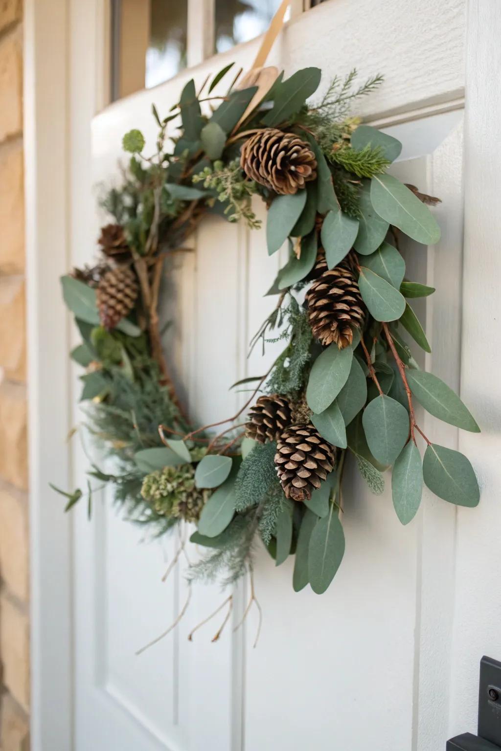 Eucalyptus and cones combine to create a refined and revitalizing winter garland.