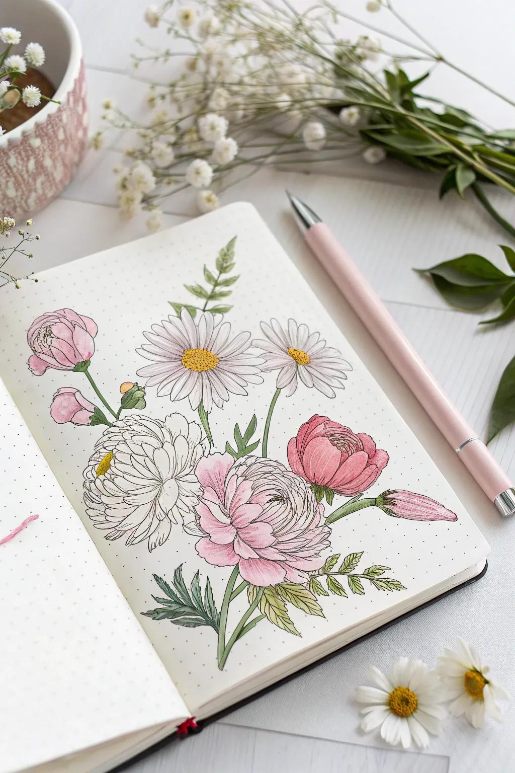 Celebrate the spirit of summer with an abundant floral dream on the cover of your June journal.