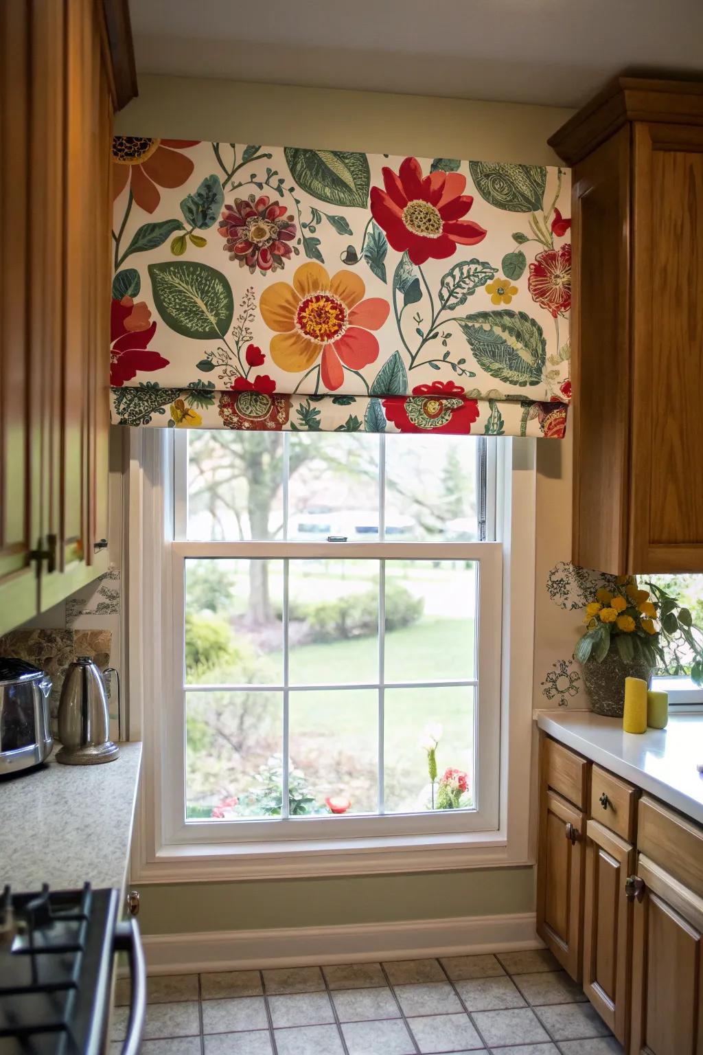 Add a splash of color with bold patterned valances.