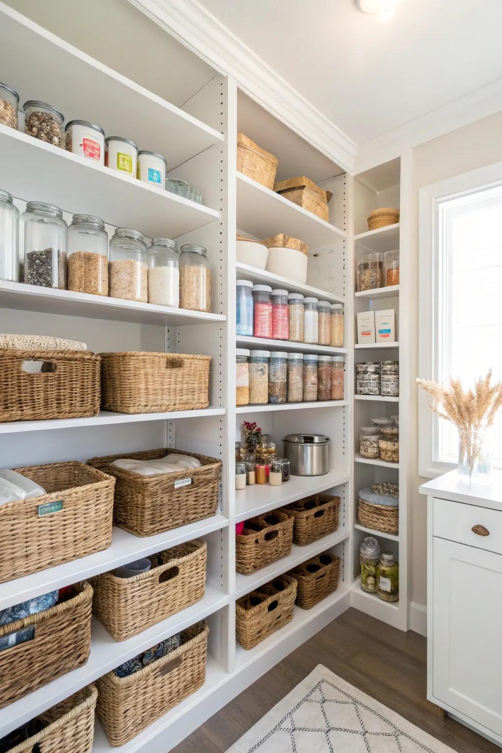 Adjustable shelving ensures your pantry is adaptable to every storage demand.