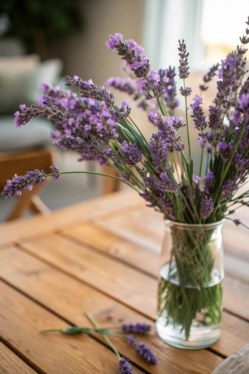 A simply elegant floral display featuring lavender.