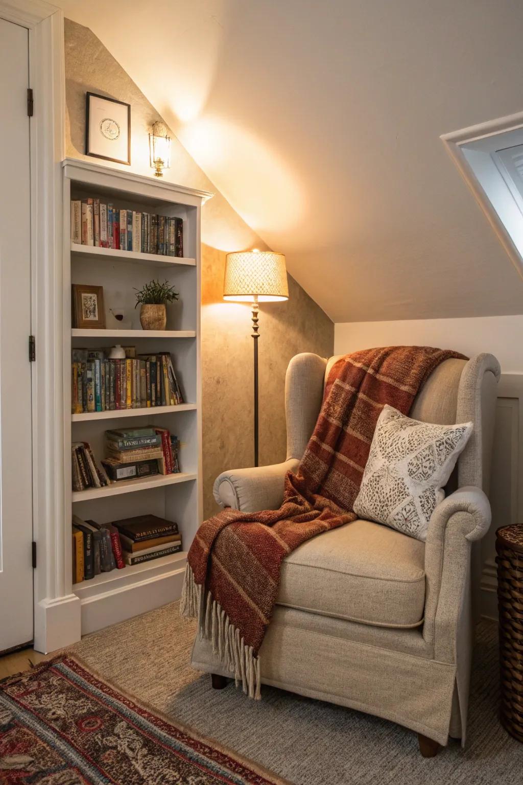 A cozy nook designed for reading and relaxing with a good book.