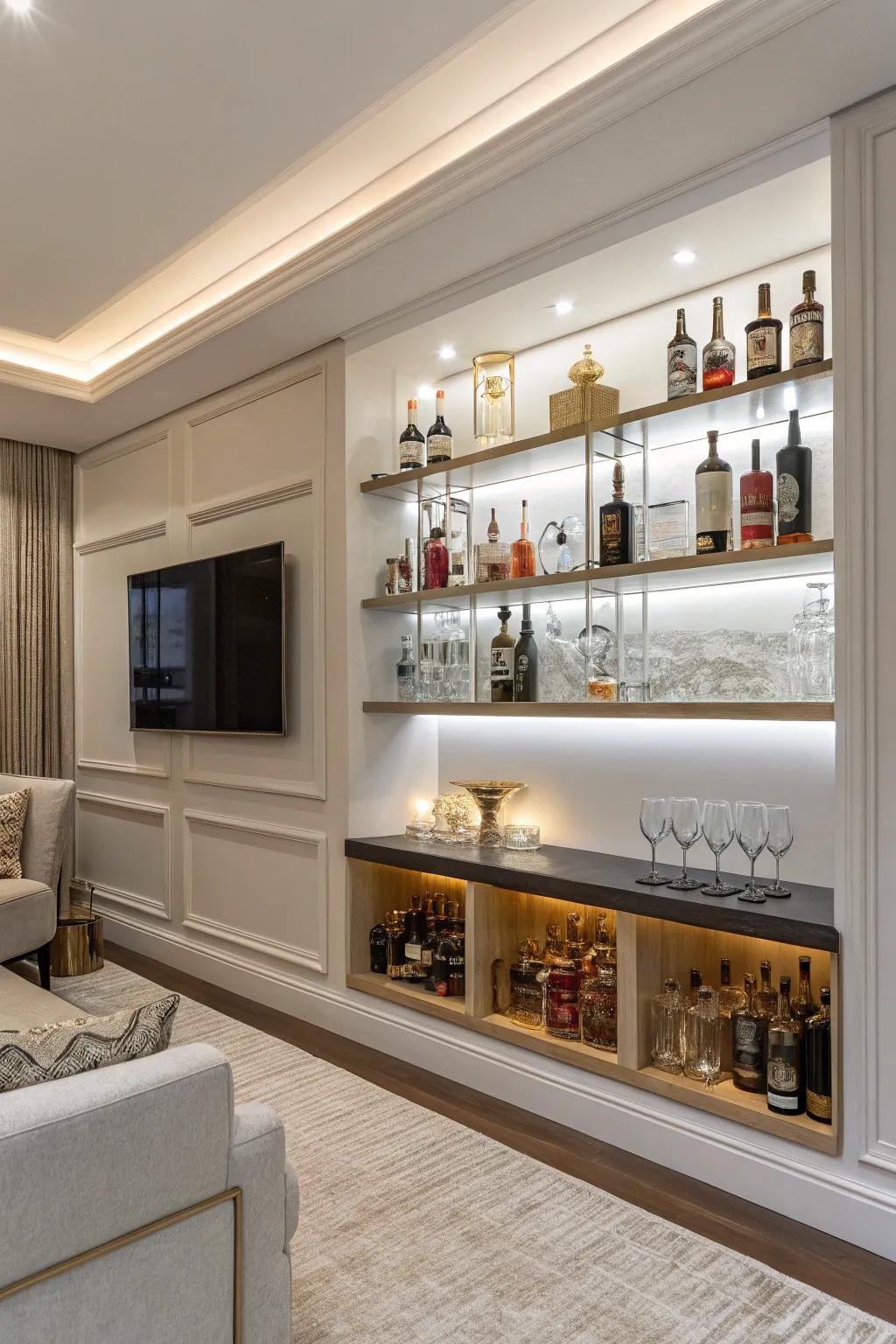 Weightless boards offer a streamlined display for your spirits.