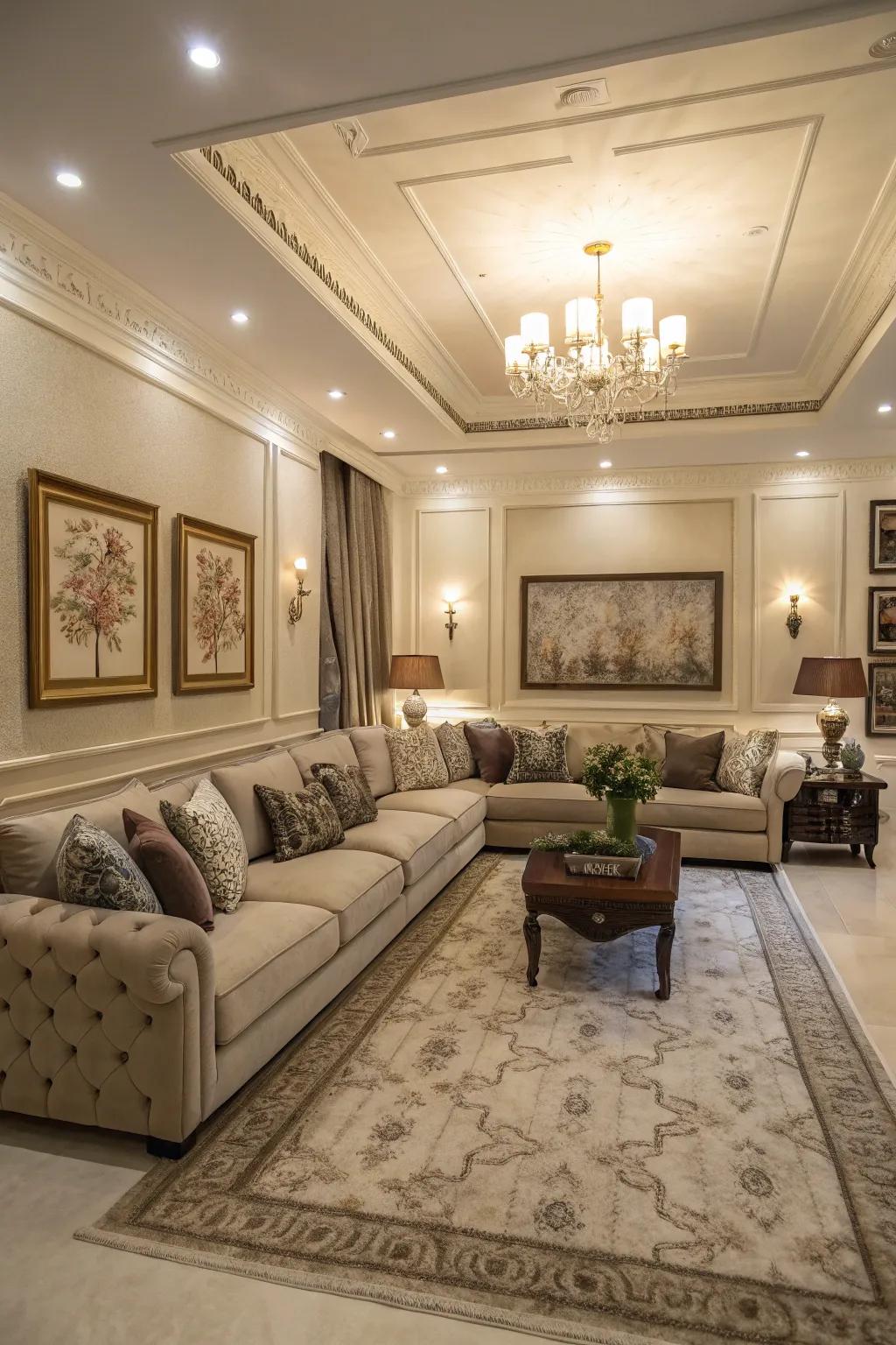 A centrally placed sectional that sparks engaging dialogues.