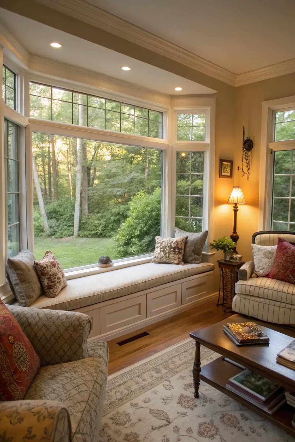A bay window introduces charm and practicality to your living space.