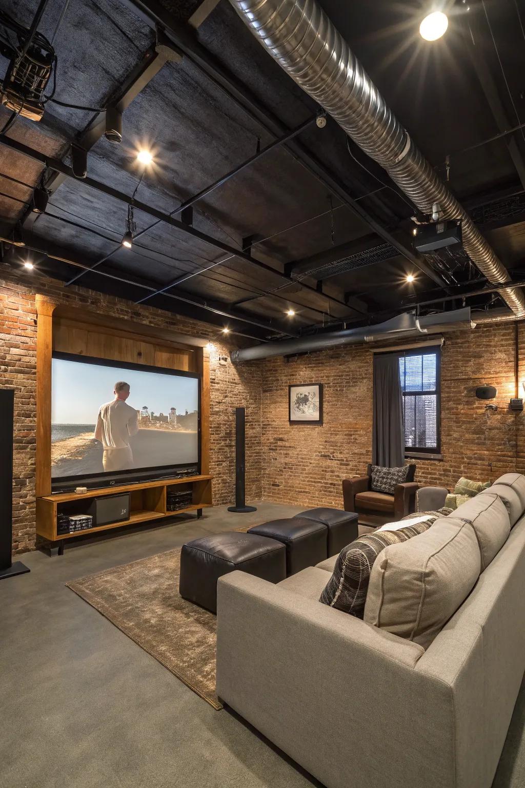 Raw brick and industrial components give a distinct feel to the loft setting.