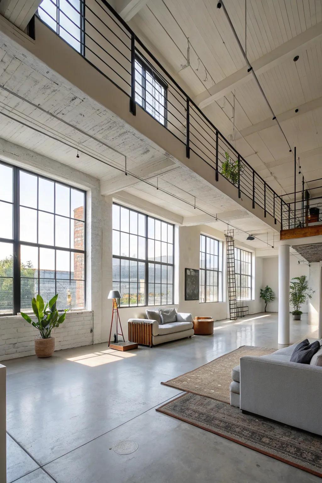A loft showcasing the splendor of open layout, enhancing both room and illumination.