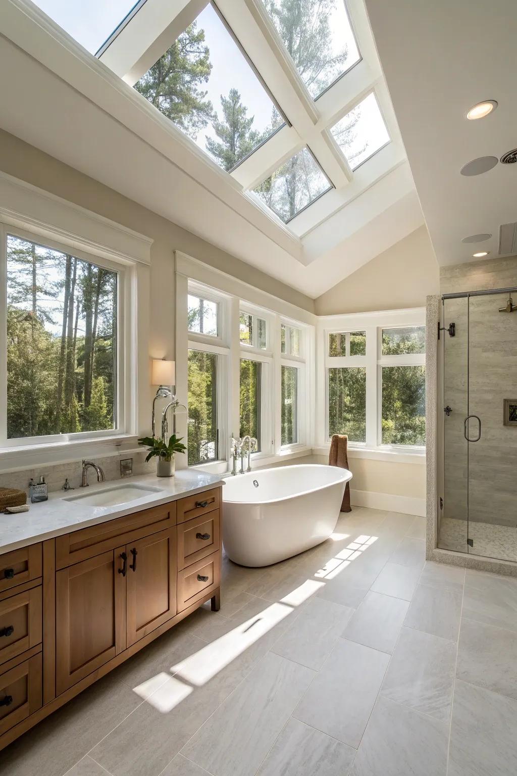A spacious layout amplifies the luxurious atmosphere of your primary bathroom.