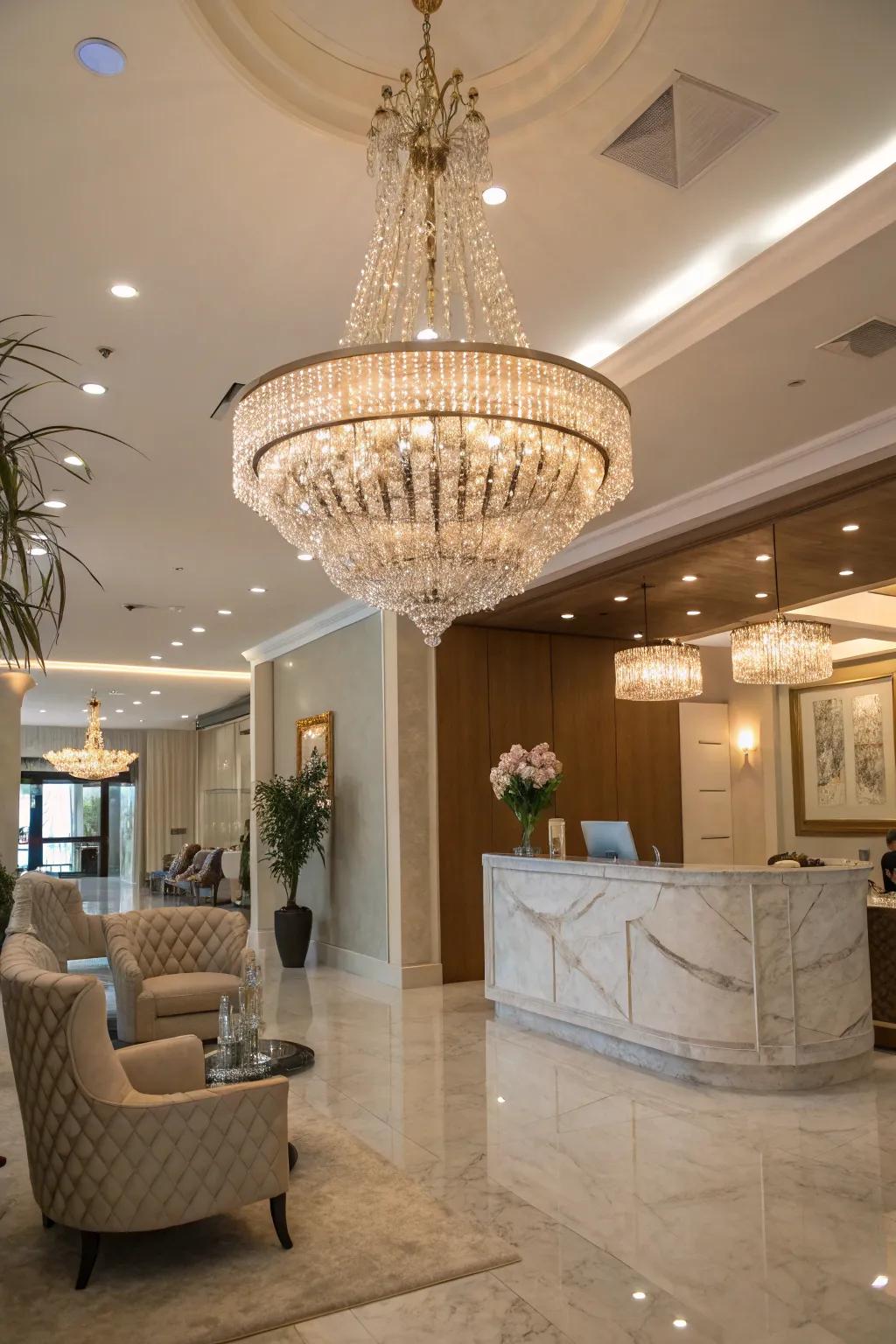 The grace of a fancy light adds a hint of luxury.