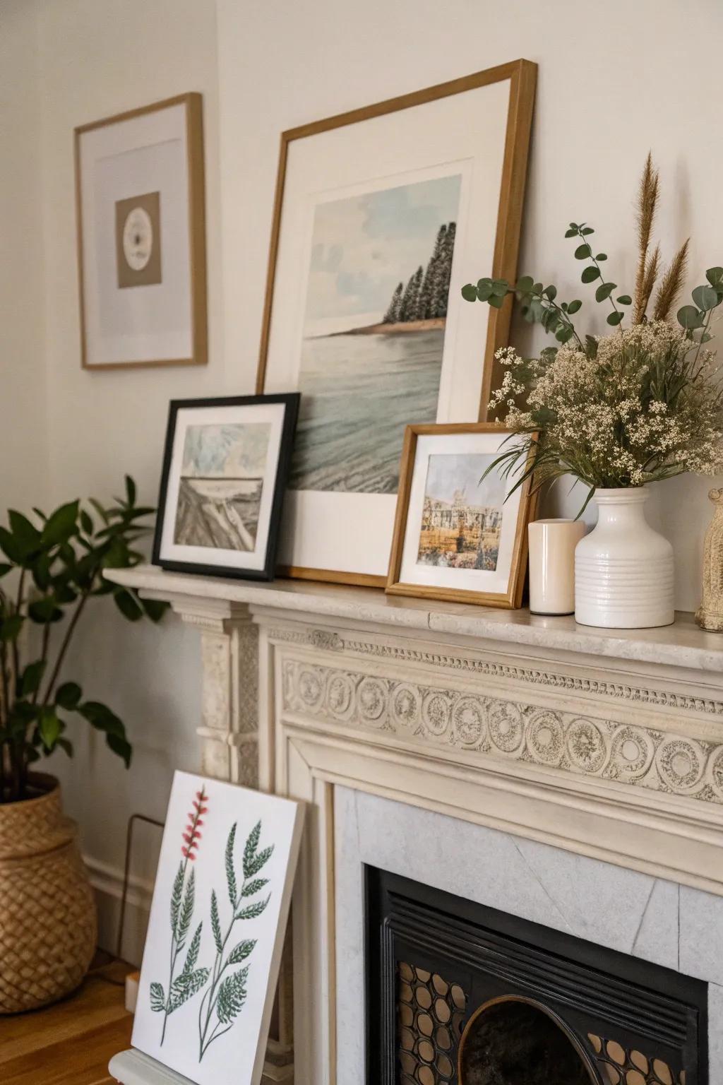 Redefine your mantel into an art showing space.